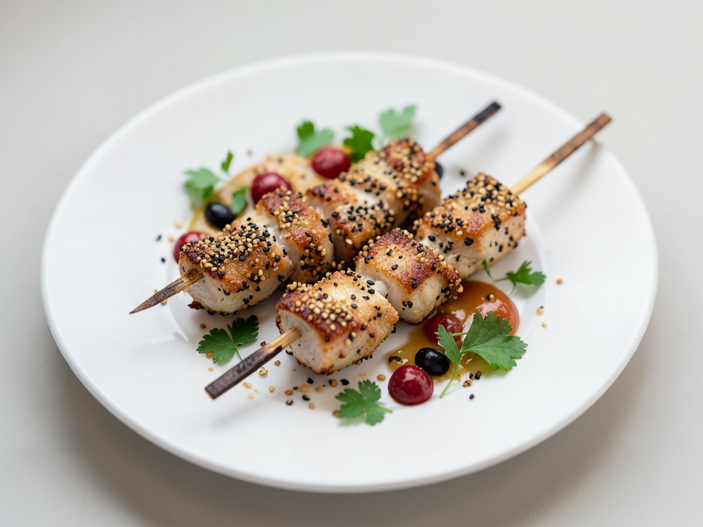 Hähnchenspieße mit Sesamkruste