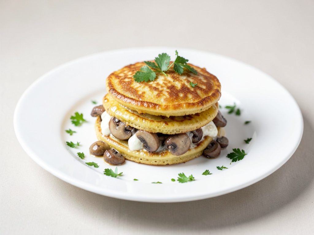 Sesam-Pfannkuchen gefüllt mit Champignons und Ricotta