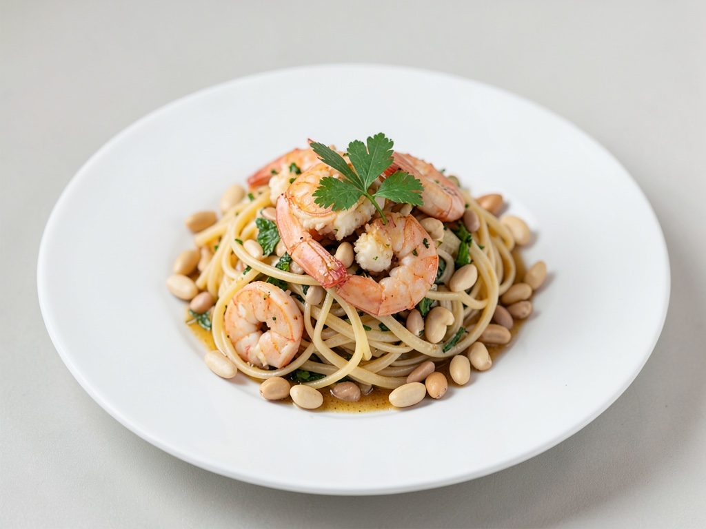 Insalata di noodles di vetro con gamberi e arachidi tostate