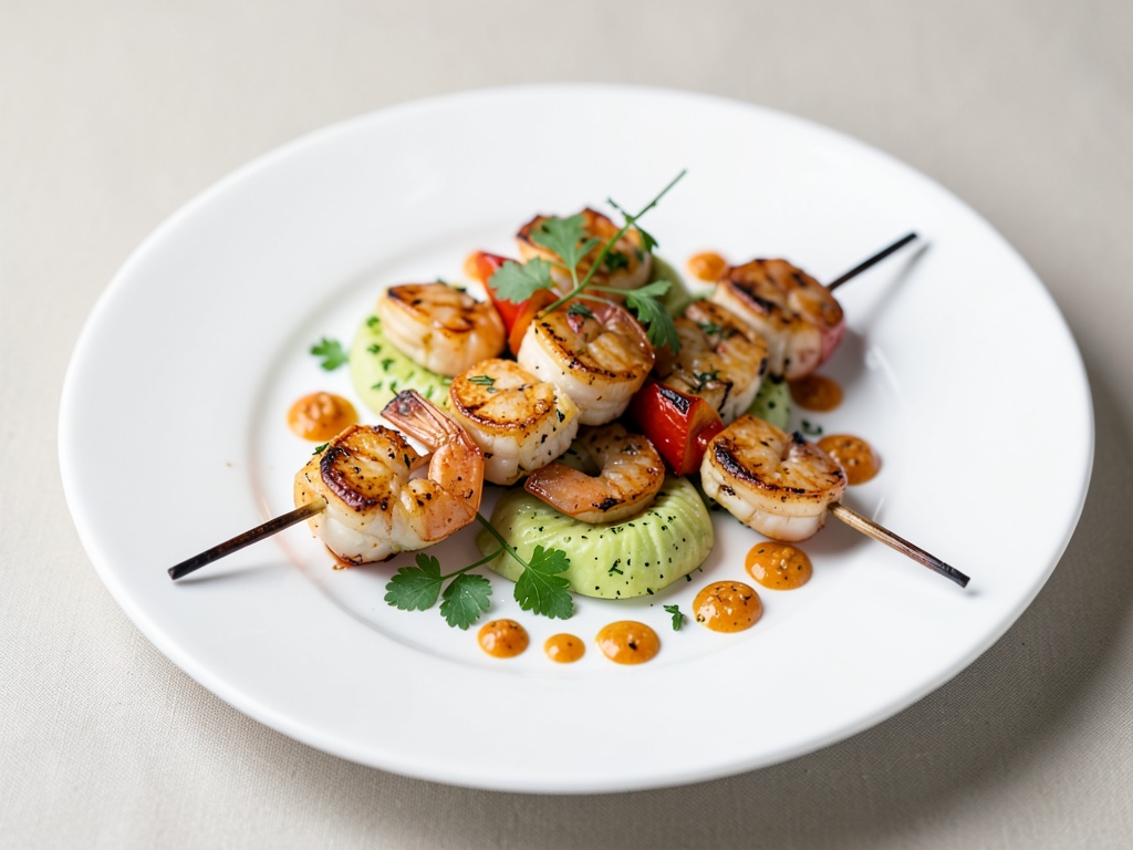 Brochettes de crevettes et poivons grillées