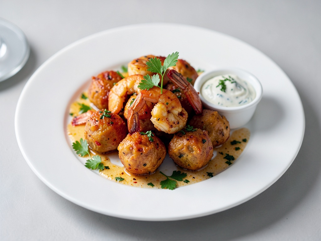 Polpette di gamberi e patate dolci piccanti con salsa