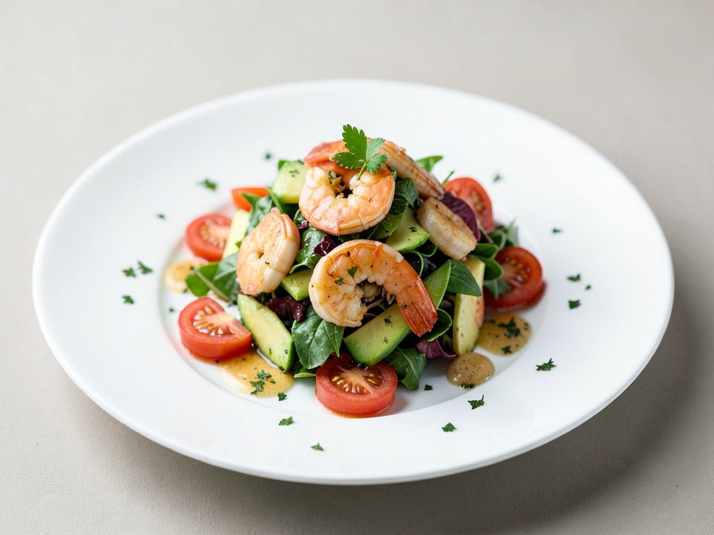 Insalata di gamberi fruttata con avocado e pomodoro