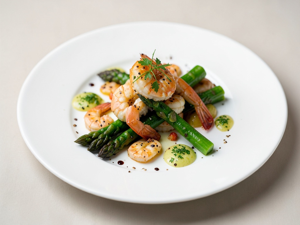 Cocktail di gamberi con asparagi verdi