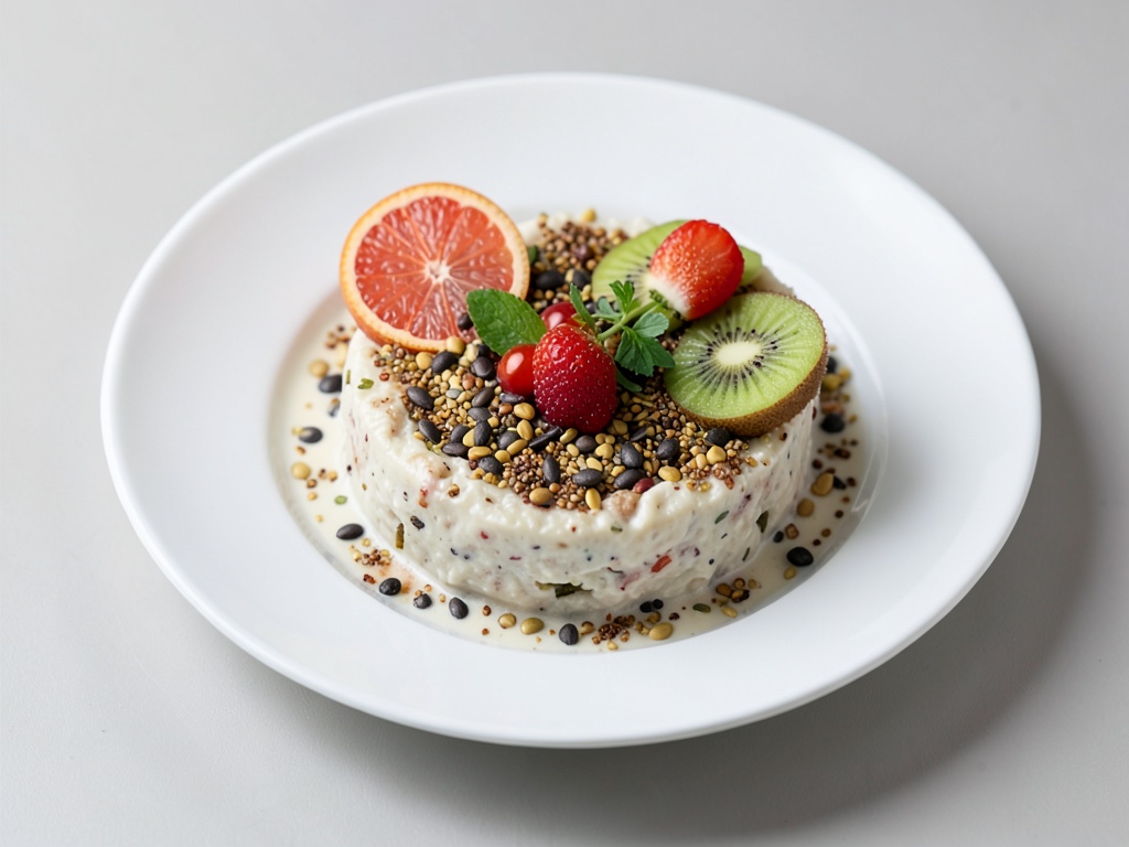 Bowl de Skyr con semillas tostadas, pomelo y kiwi