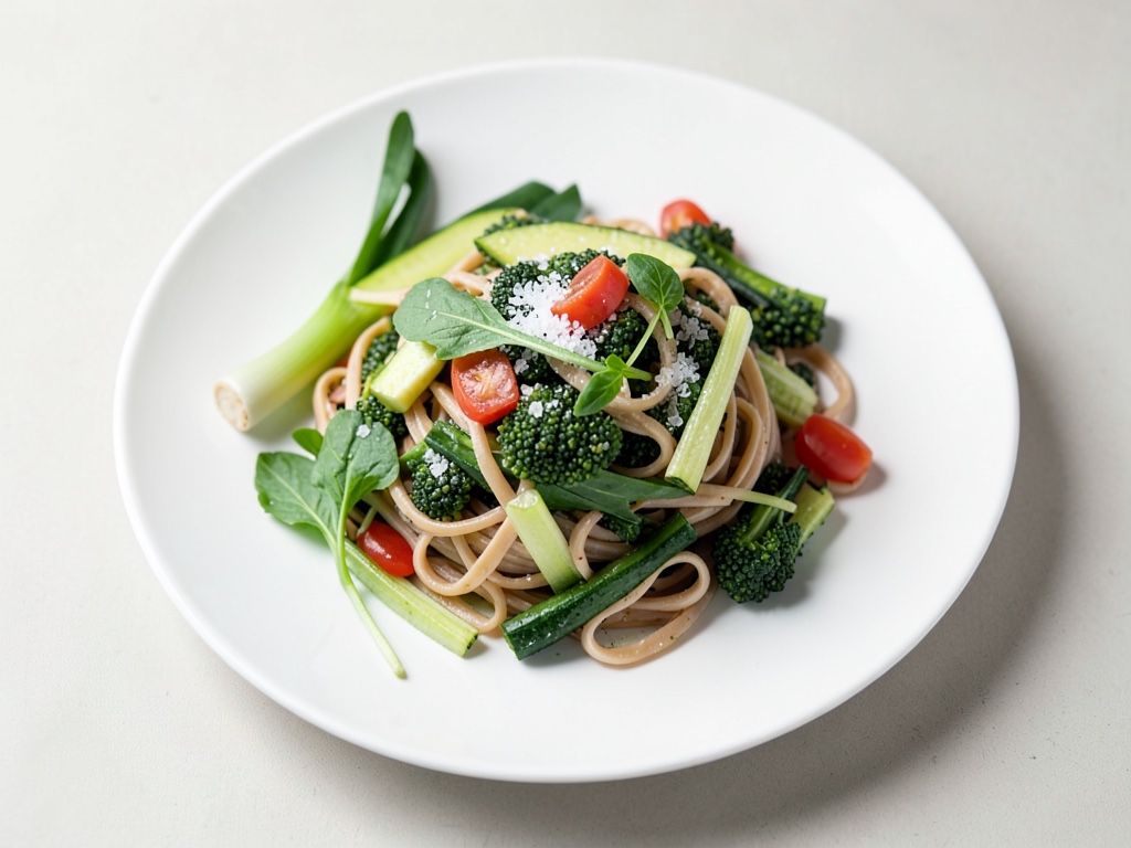 Insalata tiepida di noodles Soba con cavolo riccio