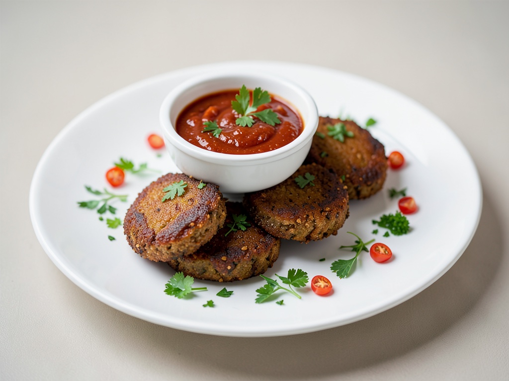Crujientes tortitas de soja con salsa de chile fresco
