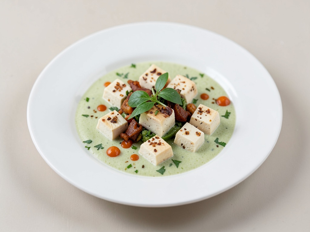 Latte di soia fresco fatto in casa con cubetti di tofu