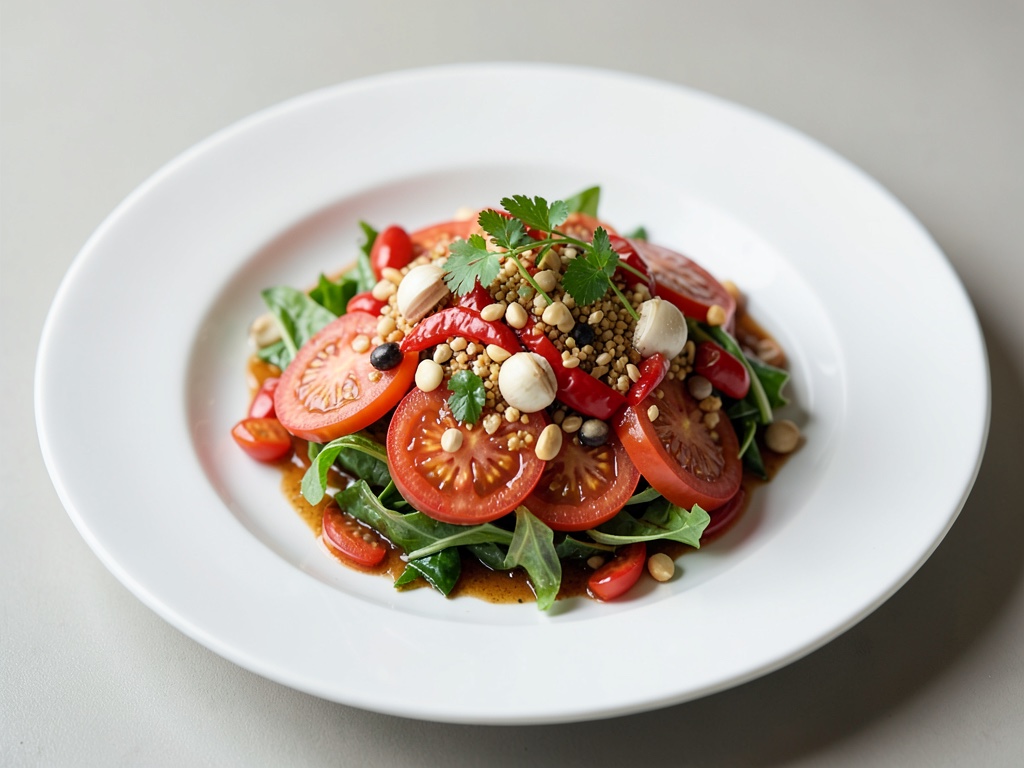 Insalata di pomodori freschi con peperoncino e aglio