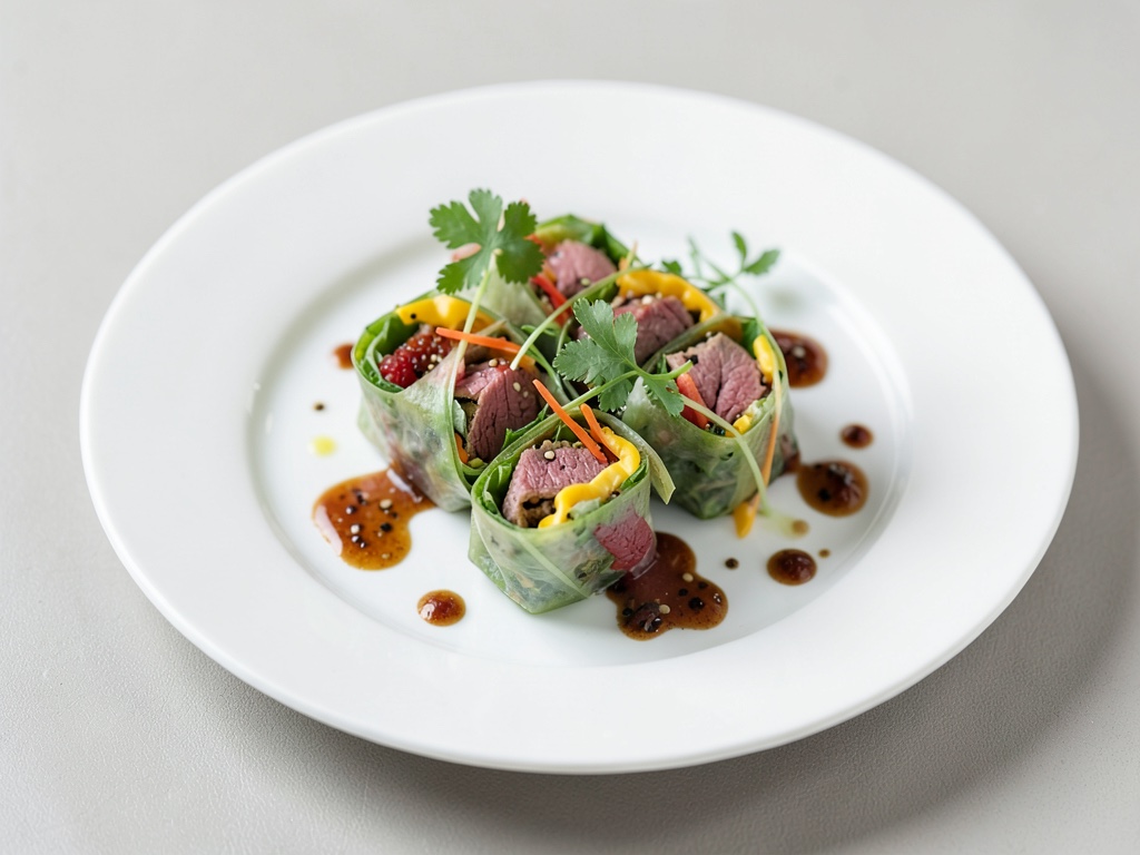 Rollos de verano frescos con carne de res