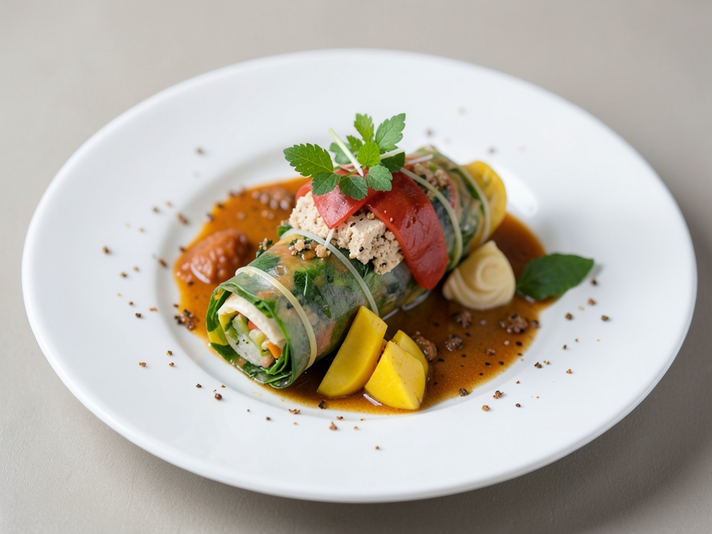 Frescos rollos de verano con tofu y mango