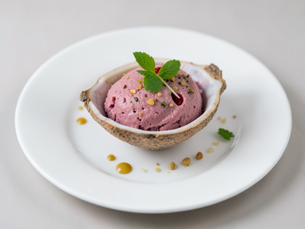Kaktusfeigen-Sorbet direkt im Hohlkörper servieren