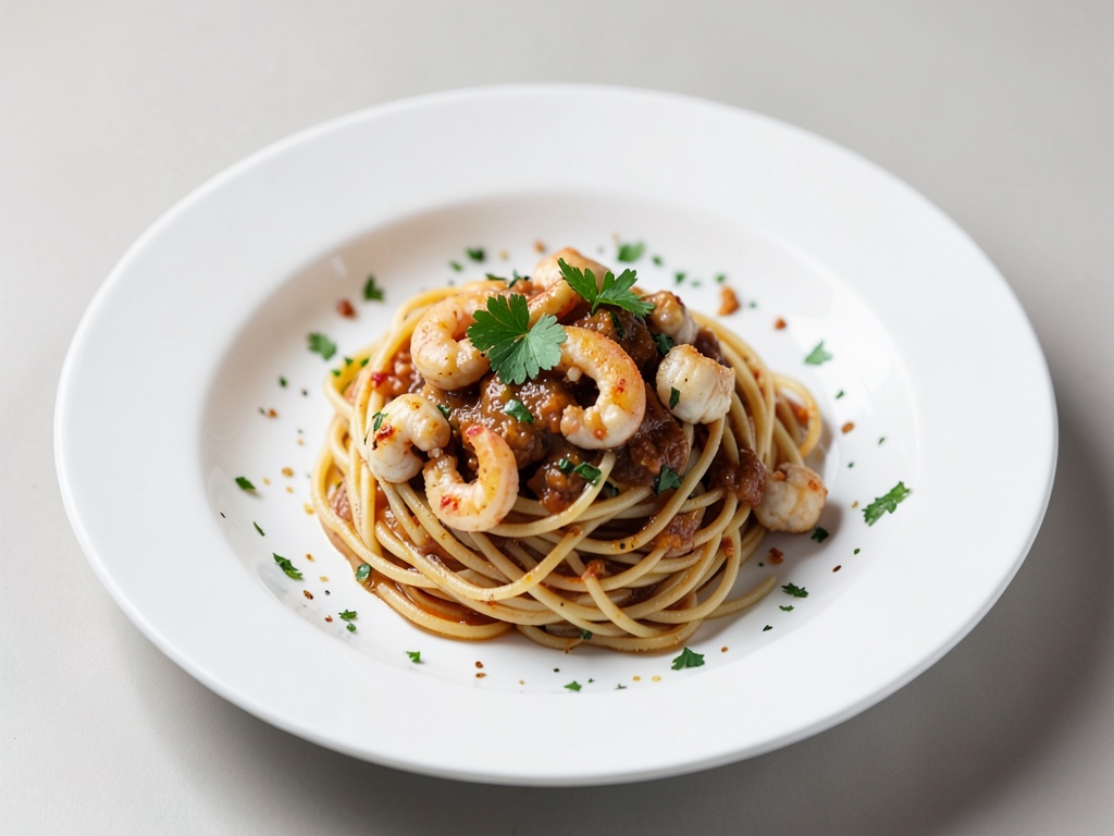 Spaghetti mit kleinen Tintenfischen