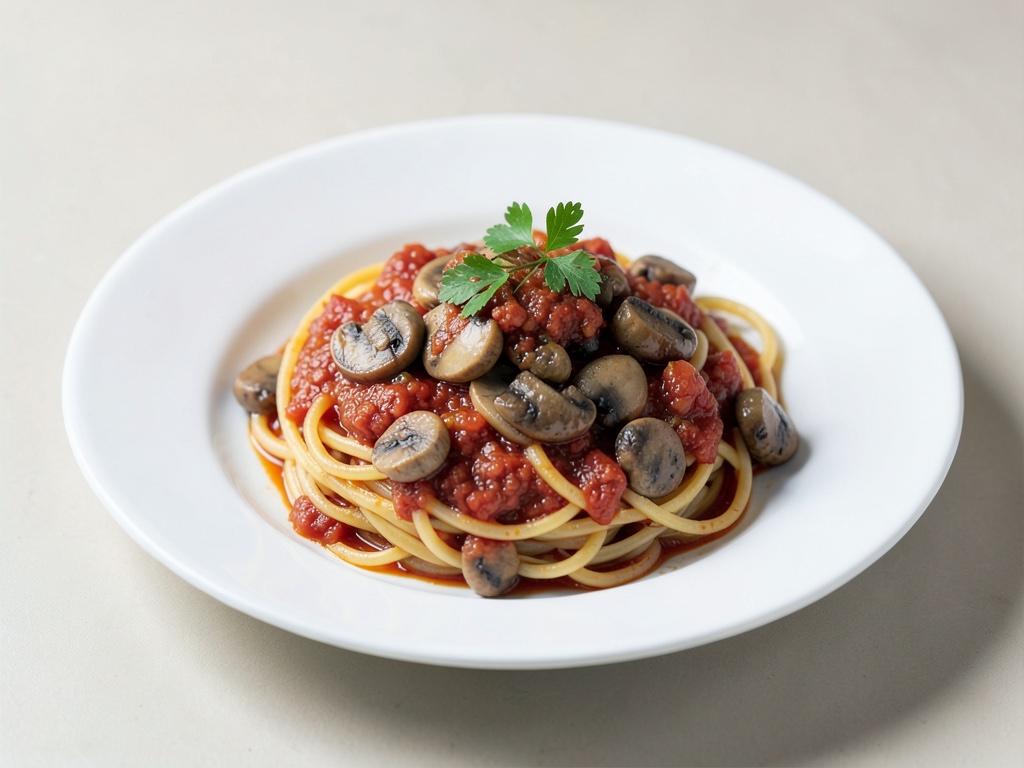 Spaghetti mit Pilz-Tomaten-Soße