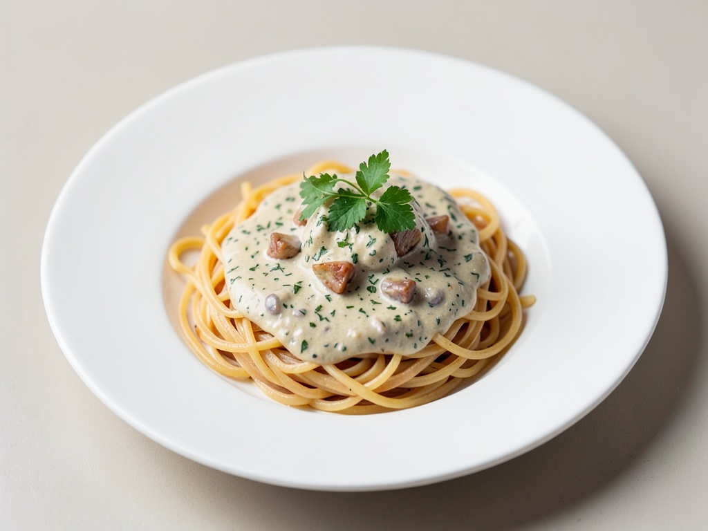 Spaghetti mit cremiger Kräuter-Sojasauce
