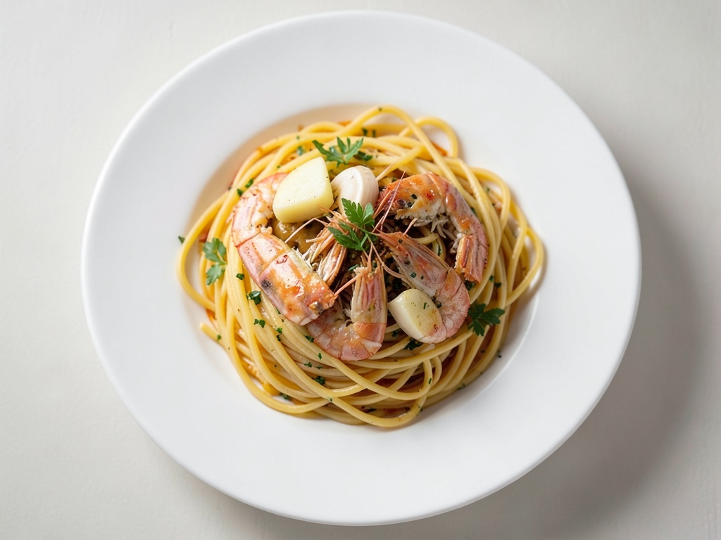 Spaghetti mit Garnelen
