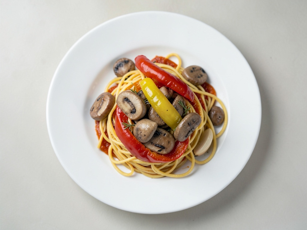 Spaghetti mit Steinpilzen und Paprika