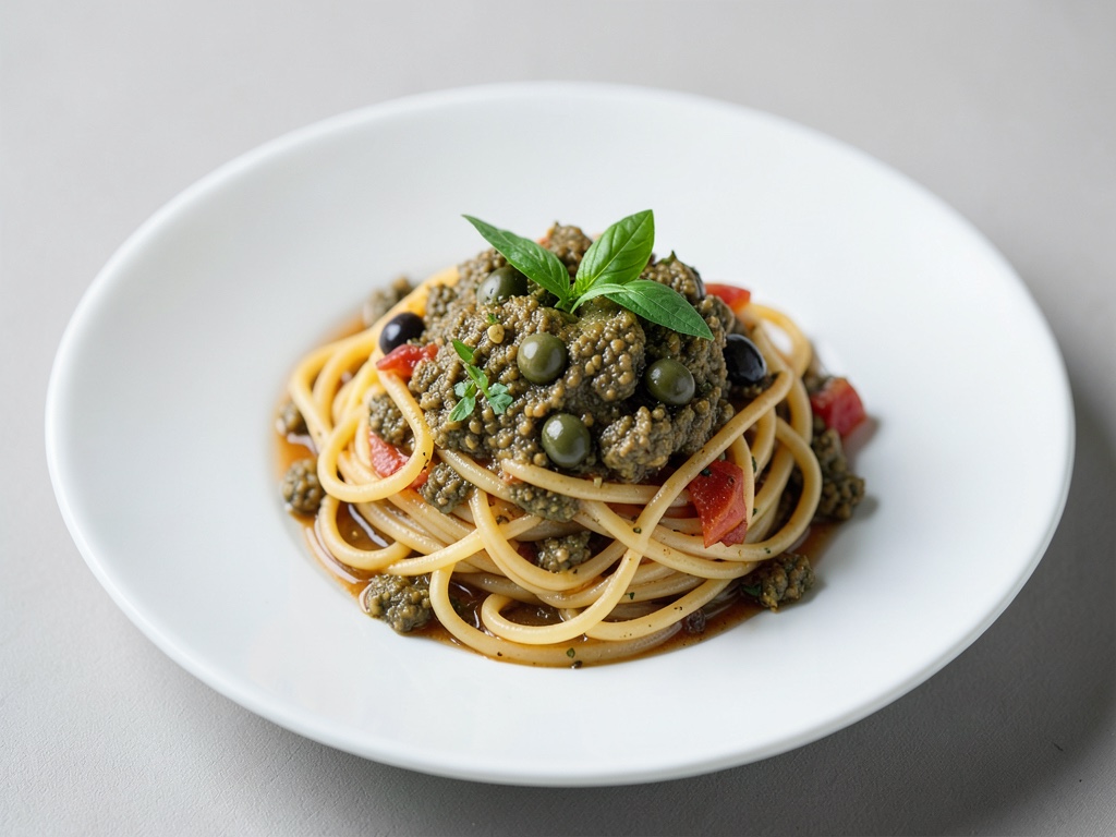 Spaghetti mit Oliven-Tapenade