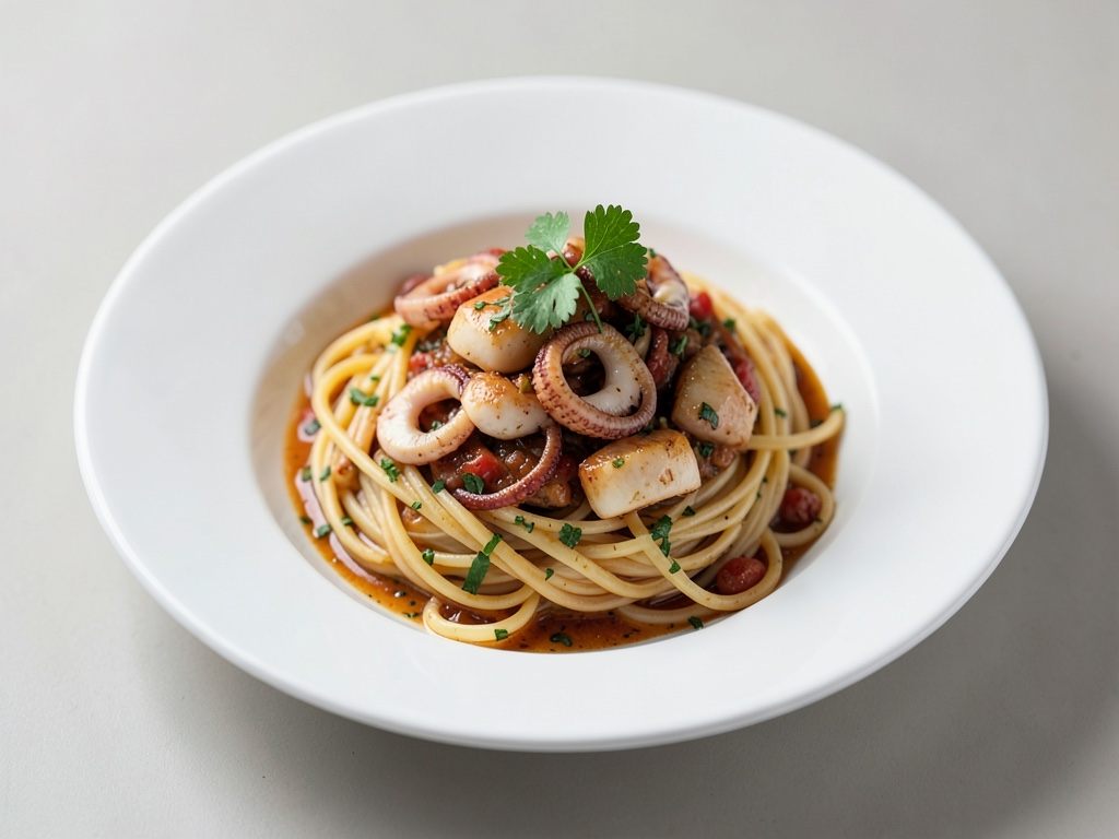 Spaghetti mit Tintenfisch