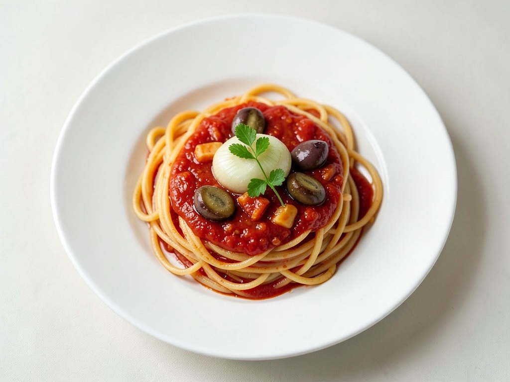 Nudeln mit Pilzen in Tomatensoße