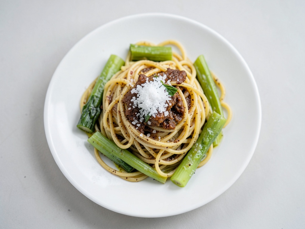 Spaghetti mit wildem Spargel und Zitronencreme