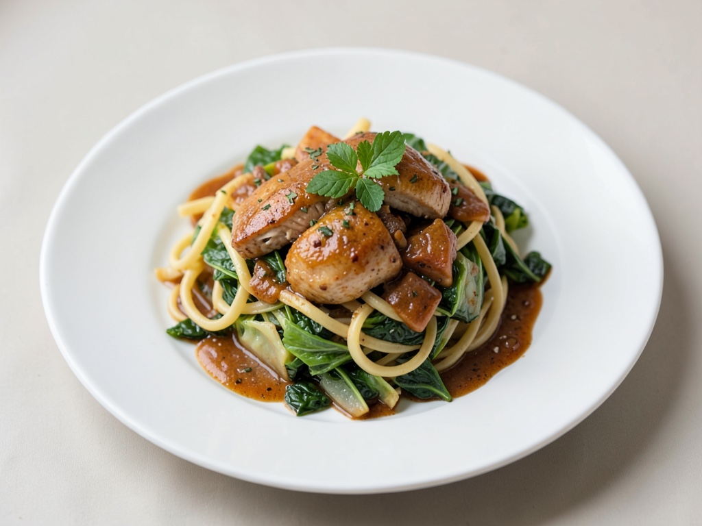 Wirsing-Nudel-Pfanne mit Hähnchen