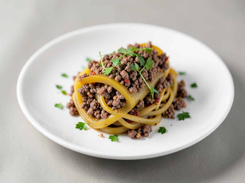Gefüllter Spaghettikürbis mit würziger Hackfleisch-Füllung