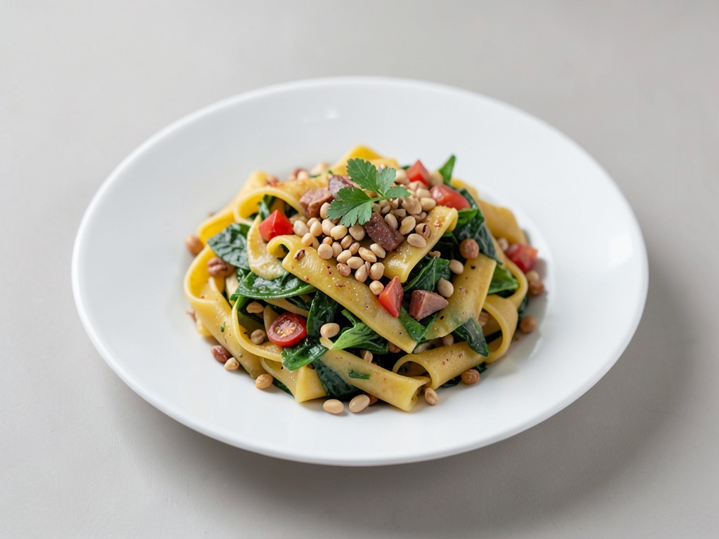 Frischer Nudelsalat mit Pinienkernen