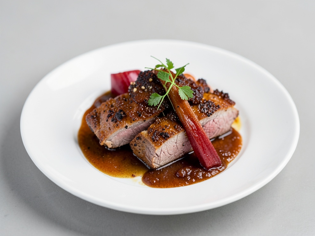 Braciola di maiale croccante con rabarbaro caramellato
