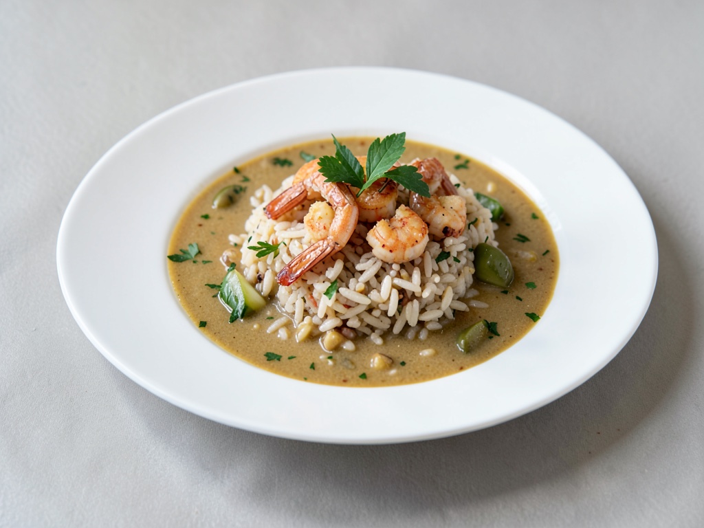 Zuppa di riso spagnola con scampi