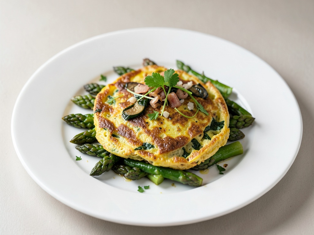 Tortilla de espárragos y albahaca