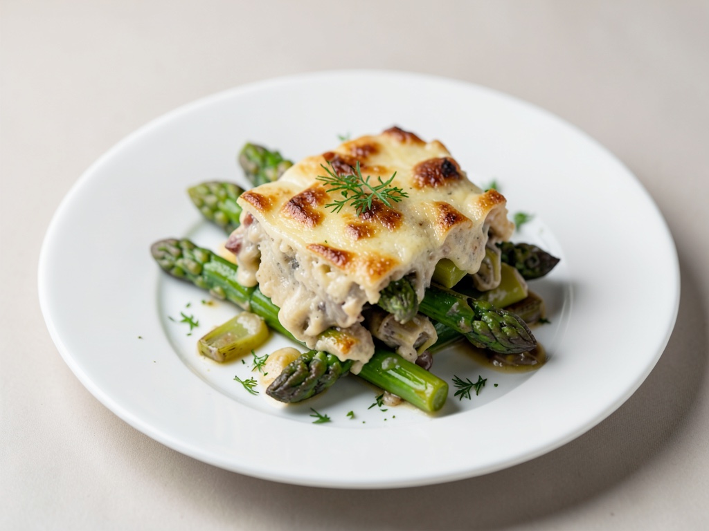 Gratin di formaggio con asparagi e carciofi