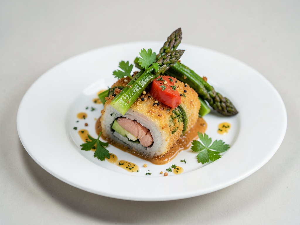 Rolata di salmone e aspari croccanti