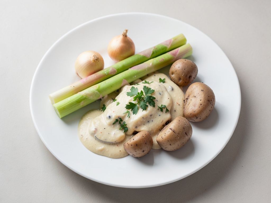 Asperges avec sauce au beurre et pommes de terre