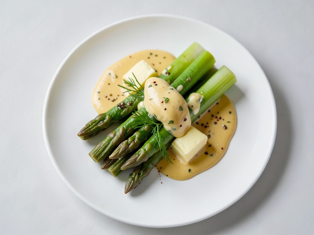 Asparago tenero con salsa al burro cremosa