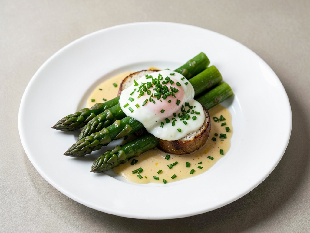 Asperges avec vinaigrette œuf et ciboulette
