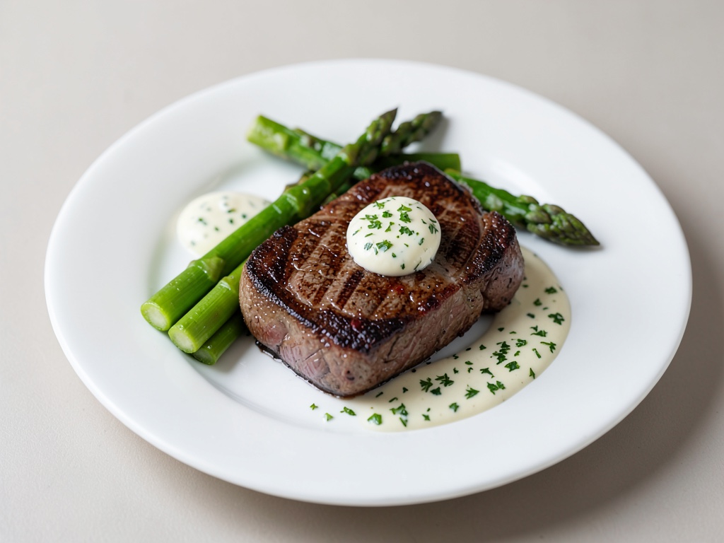Filet con asparagi verdi e olandese alle erbe