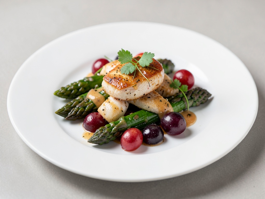 Asperges au four avec poulet et raisins