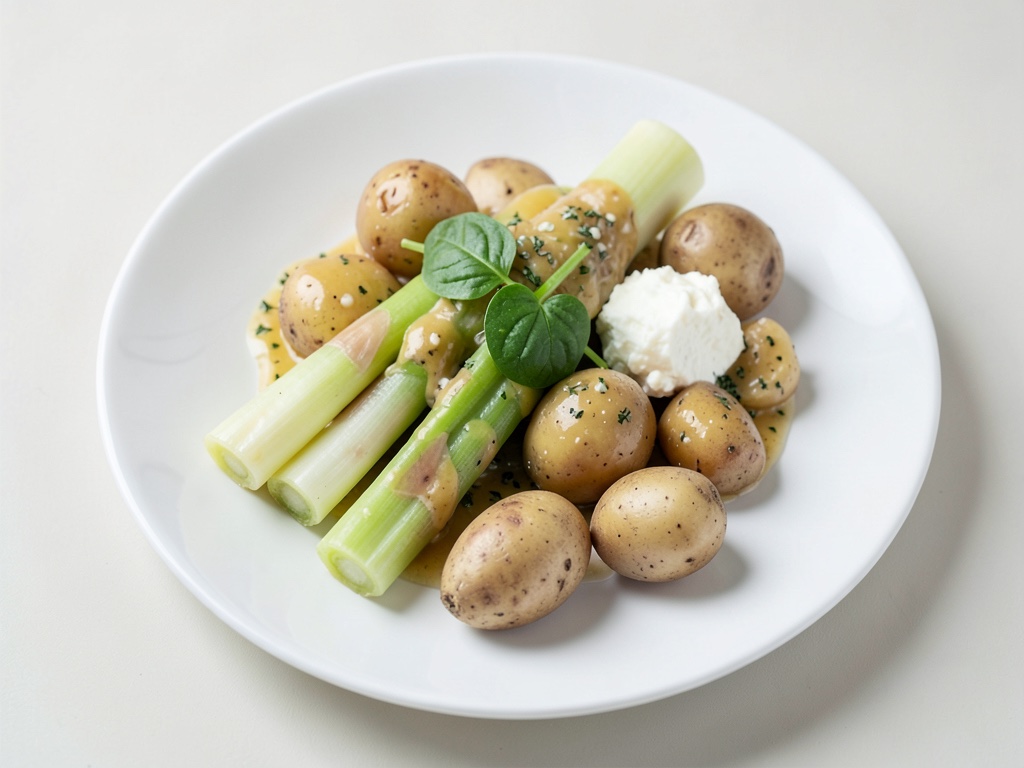 Patate al forno con asparagi verdi e salsa cremosa alle uova