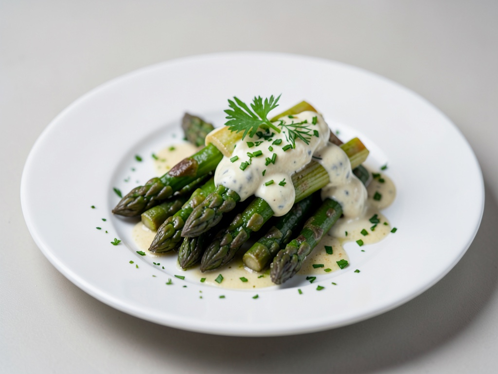 Asparago con bastoncini di yogurt al cerfoglio