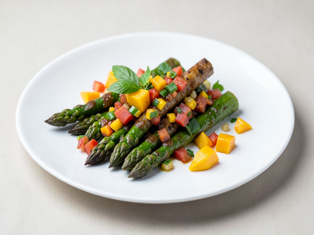 Espárragos con salsa de mango