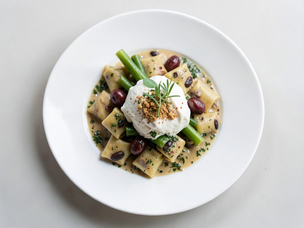 Raviolis à l'asperge avec farce au ricotta et olives