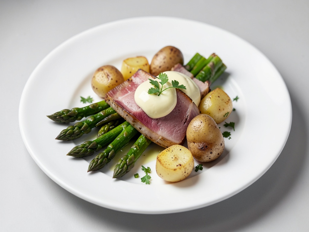 Asparago avvolto nel prosciutto con olandese e patate