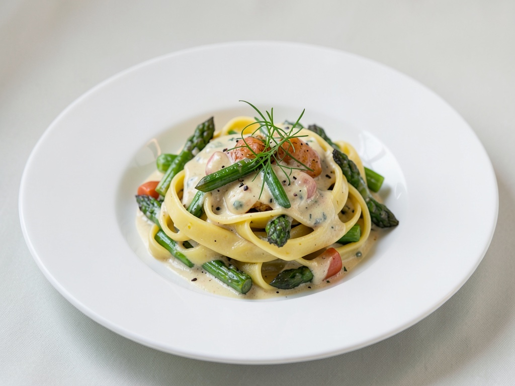 Tagliatelle mit Spargel-Sahne-Sauce