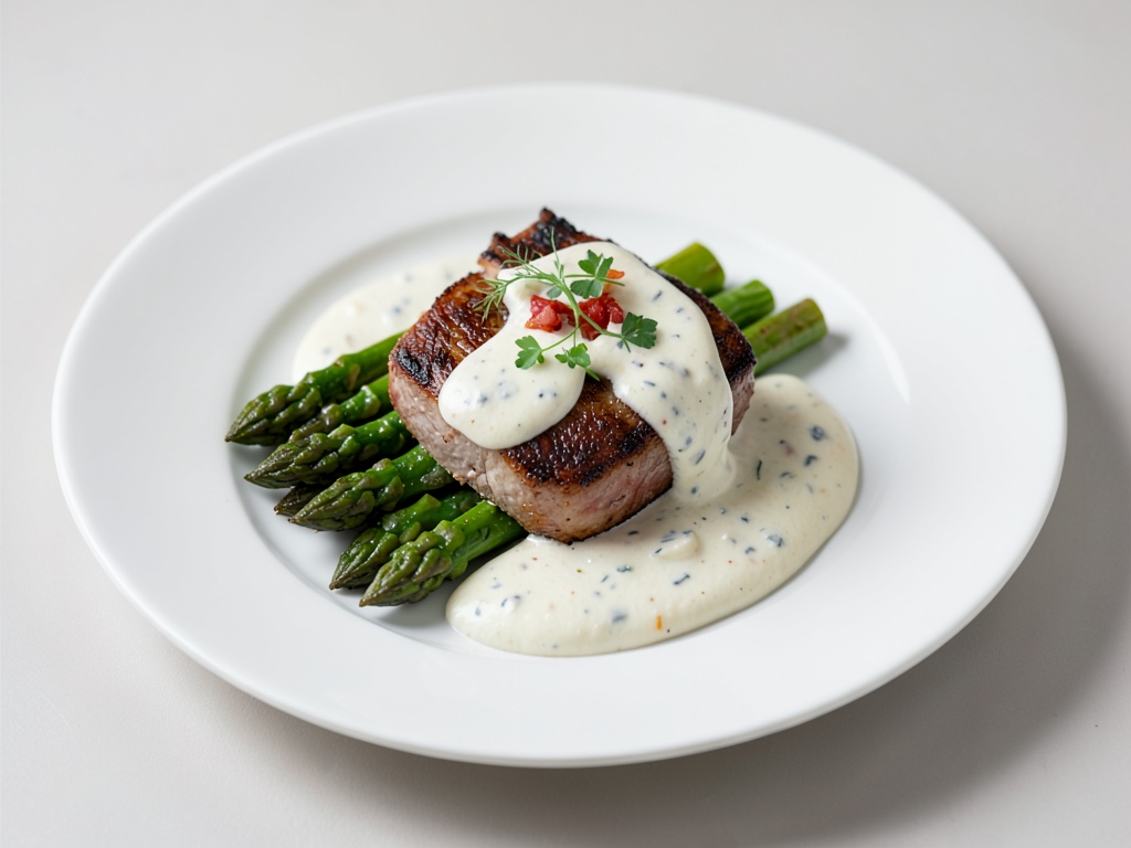 Ofen-Spargel mit Schweinefilet und Ricotta-Cremesauce