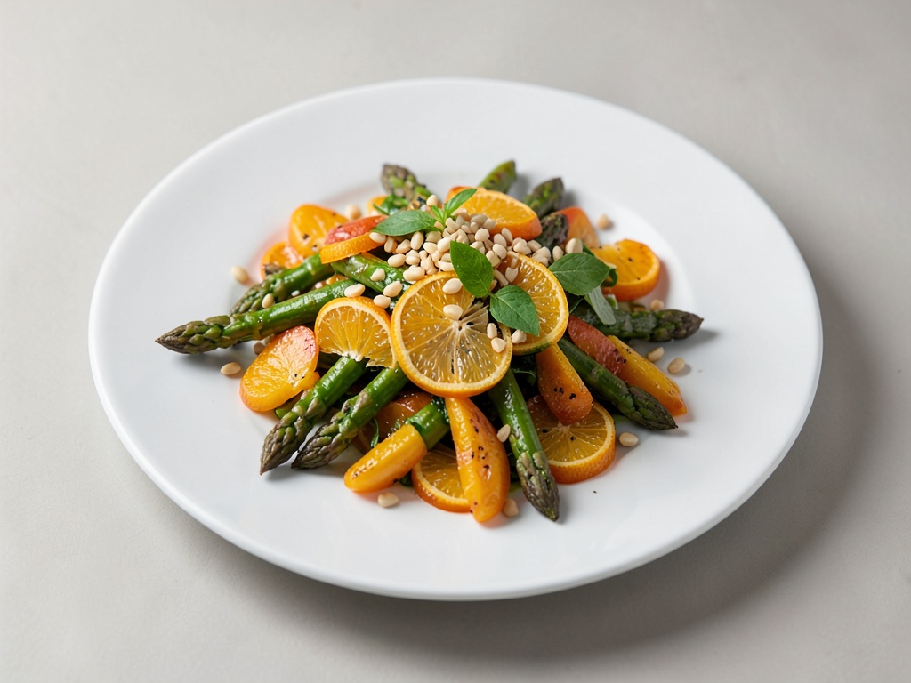 Insalata di asparagi e arance fruttata con pinoli