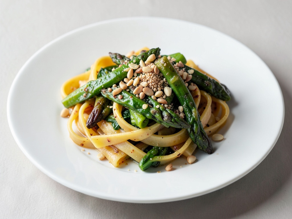 Insalata di pasta con asparagi e pinoli