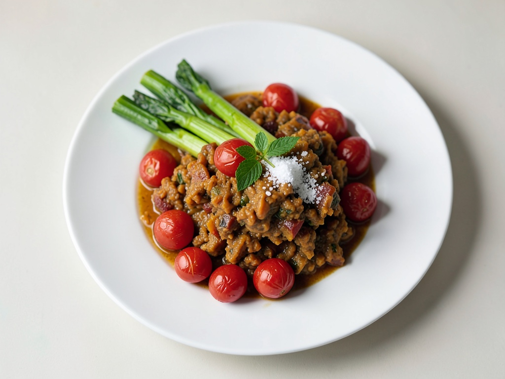 Ratatouille aux asperges avec purée de patates douces