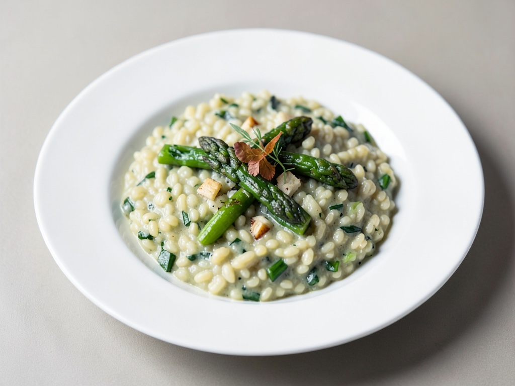 Risotto cremoso con asparagi verdi