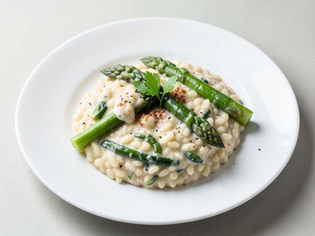 Risotto cremoso con asparagi verdi