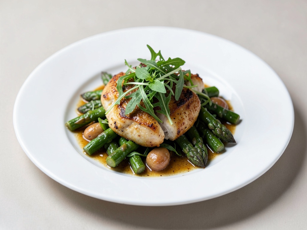 Padella veloce di asparagi e rucola con pollo
